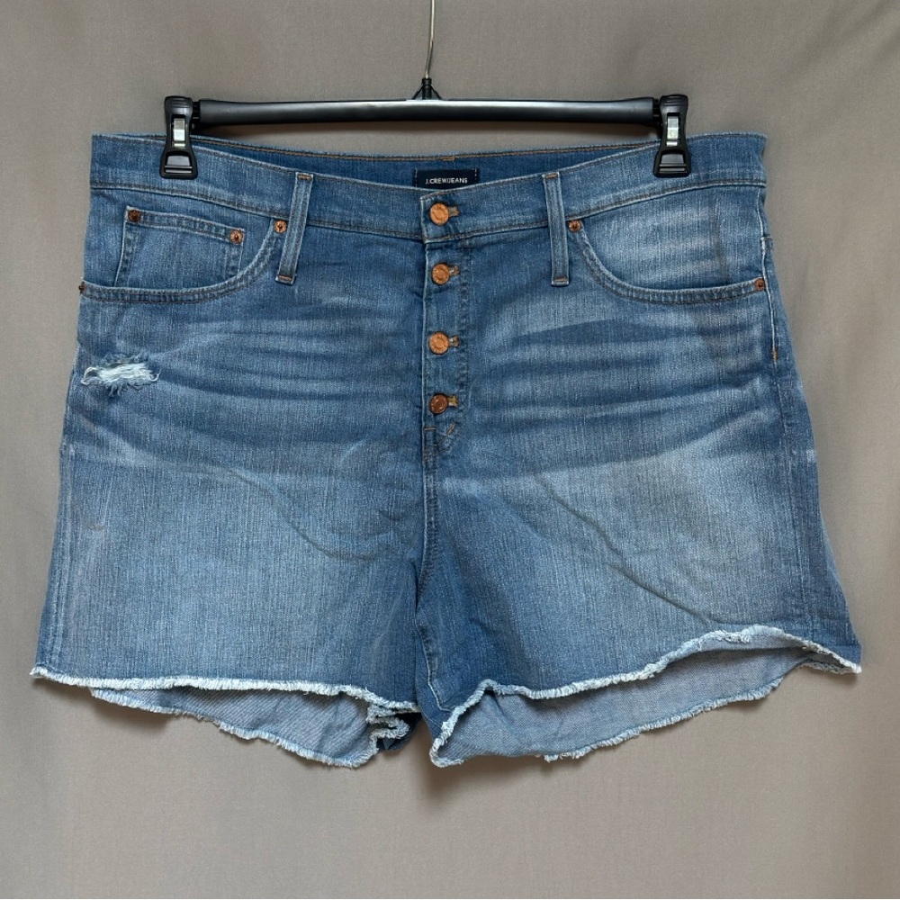 NWOT J.Crew High Waist Jean Shorts Plus Size 34 Distressed Denim Cutoff Stretchy